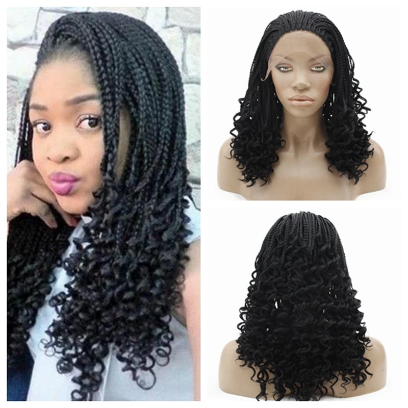 Термостойкие синтетические плетеные кружевные передние парики для чернокожих