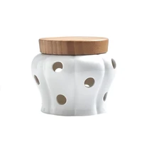 creative ceramic cans garlic ginger storage jars container with bamboo lids for sealing garlic ginger kitchen spice jar