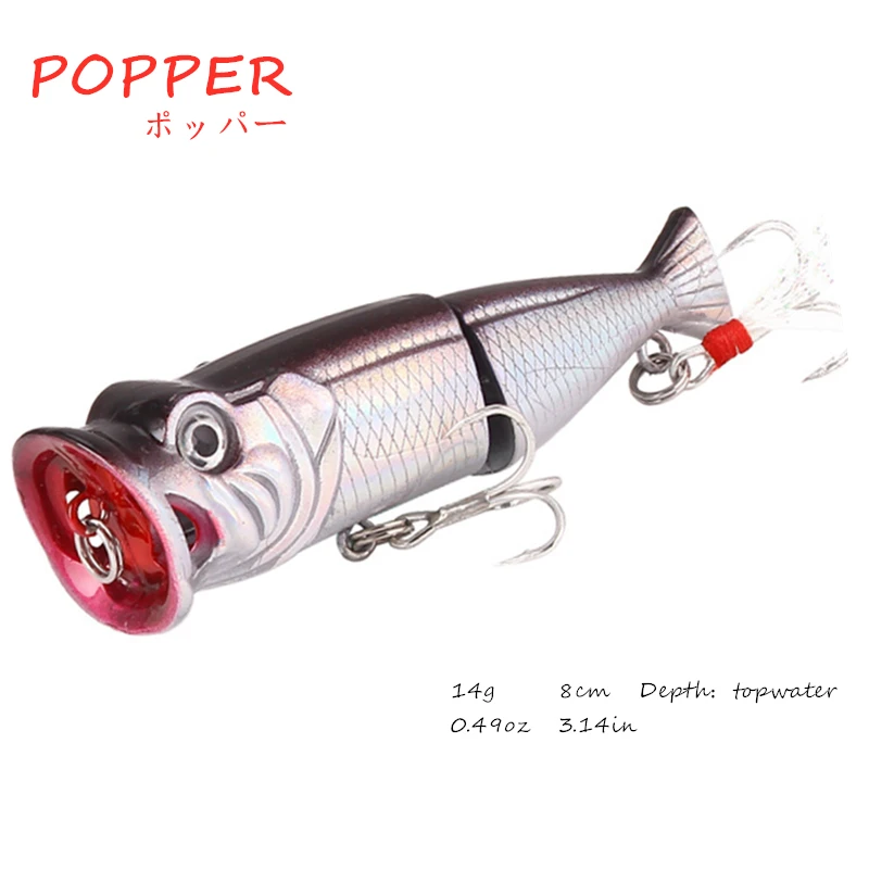 

2021 Hot Model 1Pc Popper Fishing Lures 80Mm 14G Floating Topwater Baits Fishing Tackle Artificial Lures Bait
