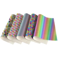 litchi printed faux leather mermaid scales gradient rainbow printed for diy bag shoes accessories synthetic leather 30x136cm