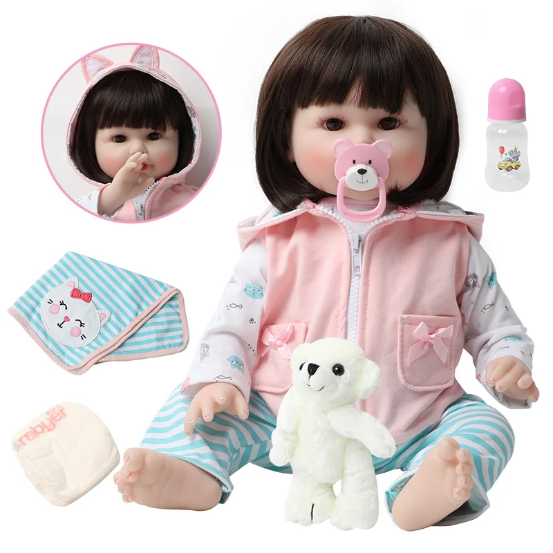 Кукла реборн силиконовая Реалистичная кукла-младенец с медведем подарок на день
