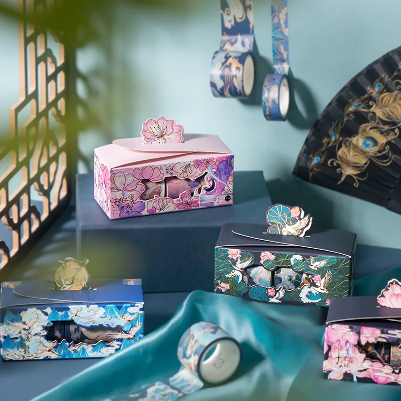 

4 Boxes Mixed Total 12 Rolls High Quality Washi Paper Masking Tapes Set 30mm/15mm/60mm*5M DIY Decoration Supplies Free Shipping