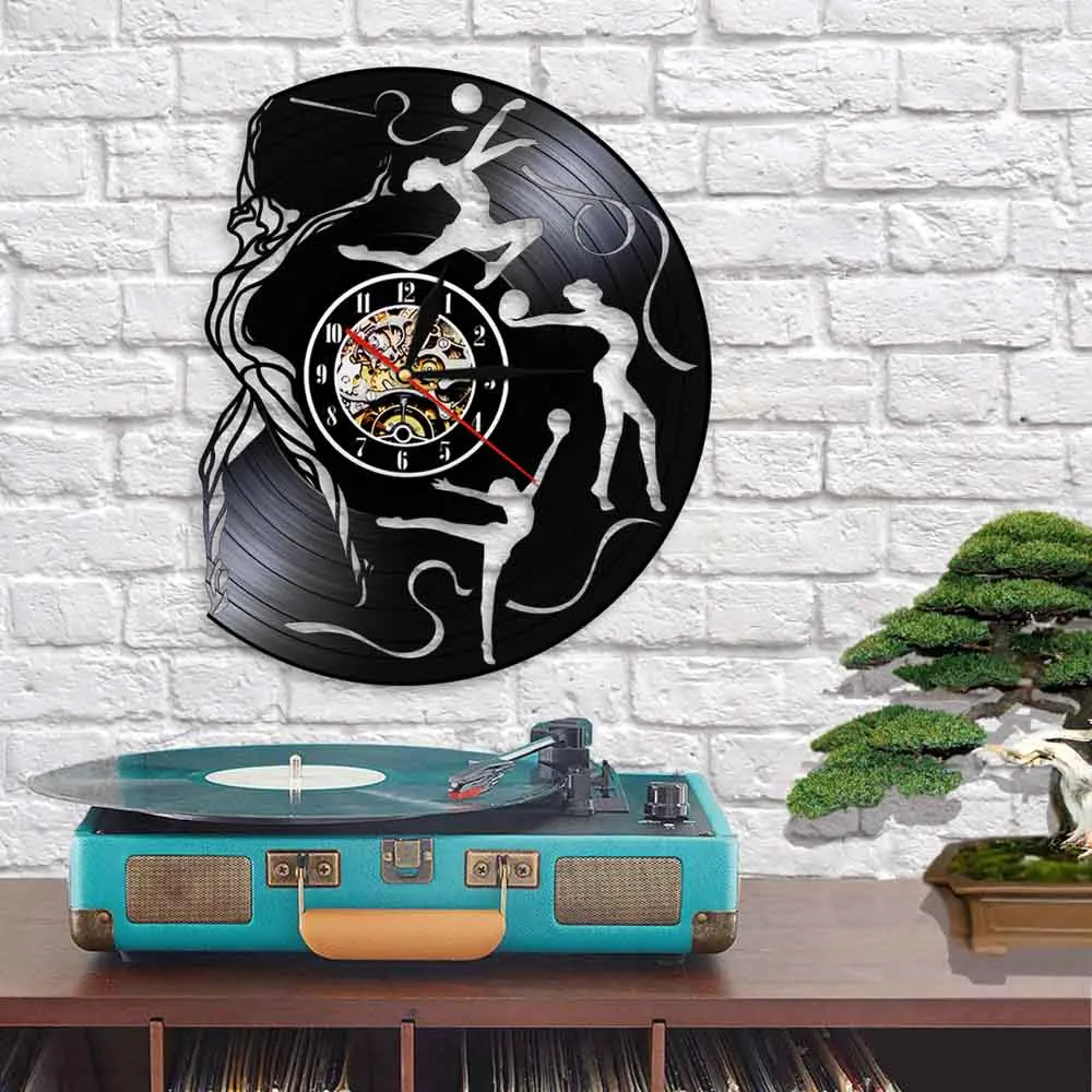 Гимнастические настенные часы с виниловой пластиной 3D современный дизайн