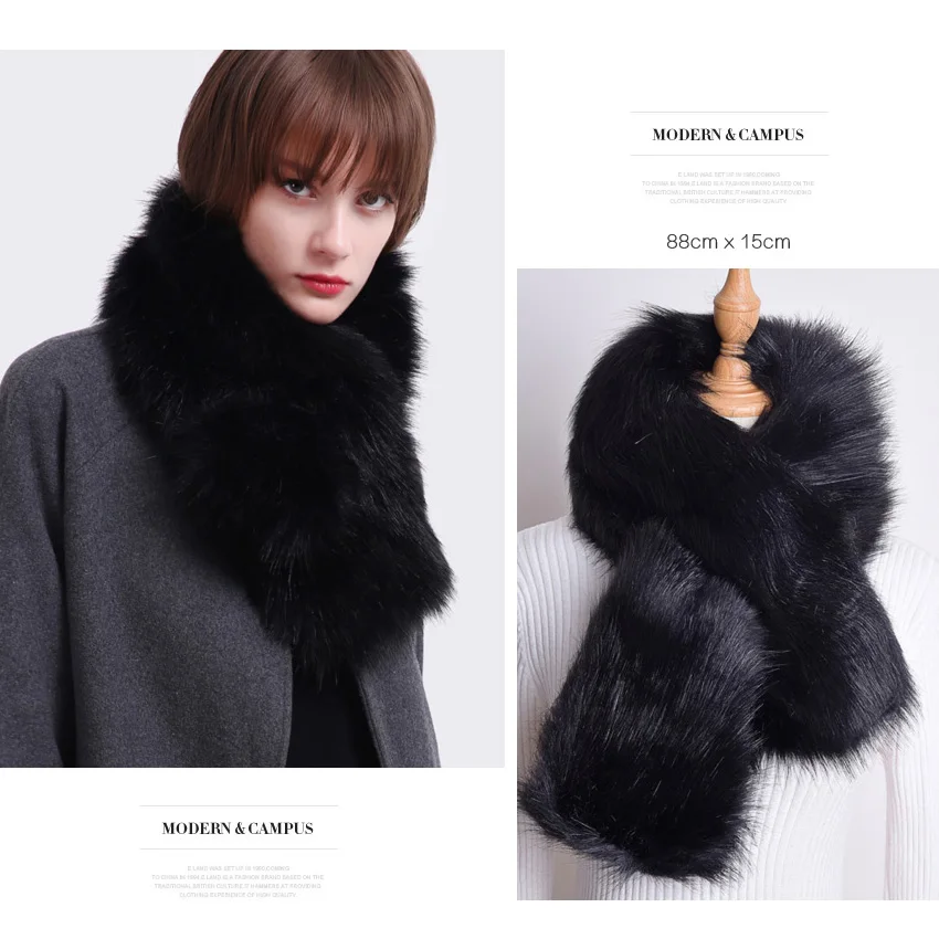 VIANOSI Winter Faux Fur Scarf Women Raccoon Fake fox fur Scarves Brand Collar Patchwork Eco-Friendly |