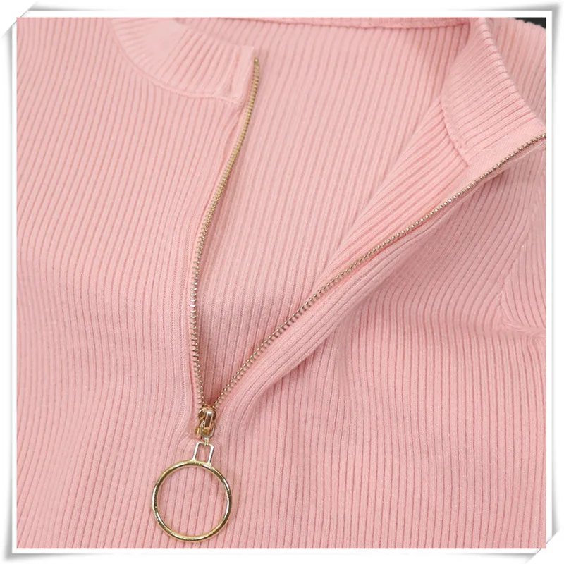 Sexy Zipper Sweater 2018 New Autumn Winter Women Pullover Chic Female O-neck Knitted Slim Fit Pullovers Ladies | Женская одежда
