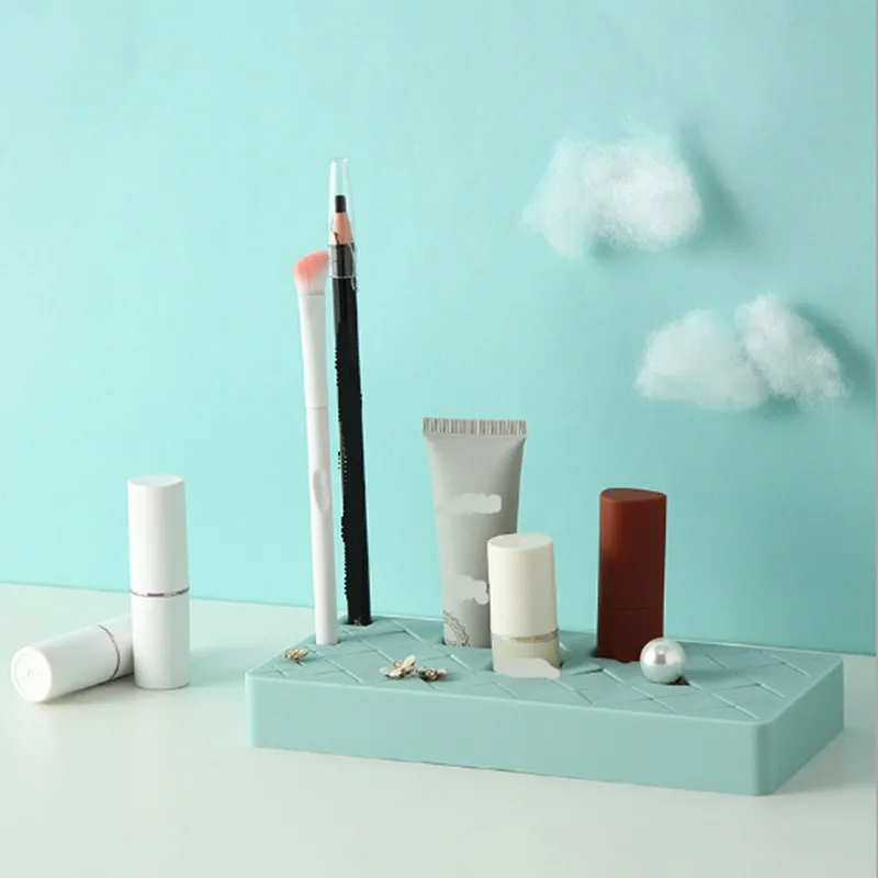 

Silicone Lipstick Storage Box 24 Grids Organizer Embedded Cosmetic Display Stand Eyebrow Pencil Holder For Cosmetics CLL9355
