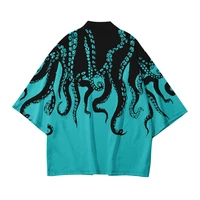 2021 octopus print japanese streetwear cardigan kimono men women harajuku haori kimono cosplay top shirts yukata loose