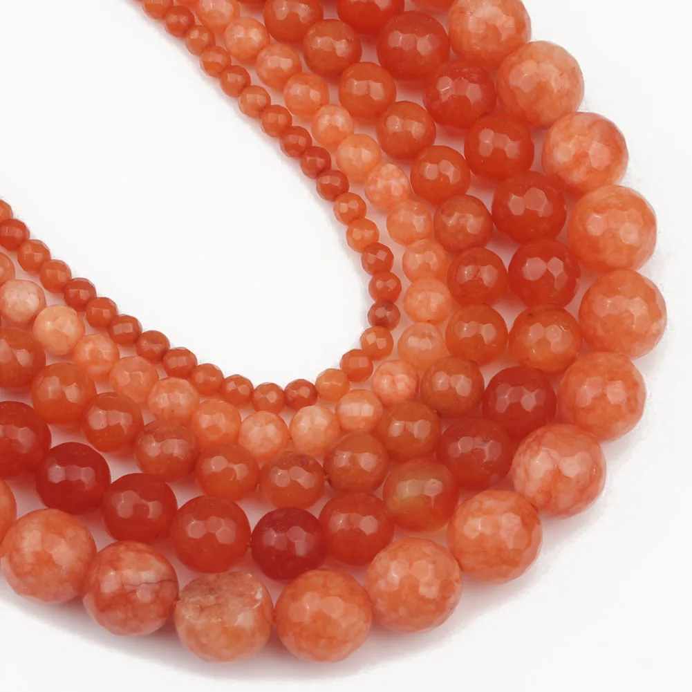 Оптовая продажа ограненный оранжевый камень 4 мм 6 8 10 12 бусины россыпью для