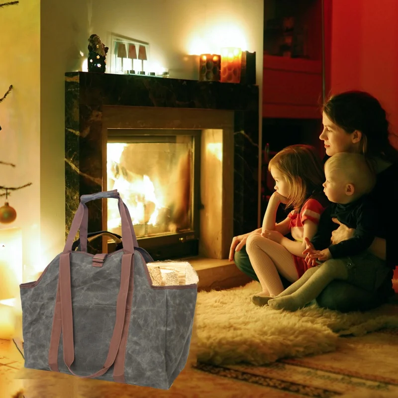 

Outdoor Firewood Storage Bag Canvas Log Tote Bags Carrier Indoor Fireplace Firewood Totes Holders Fire Wood Carriers Bag Durable