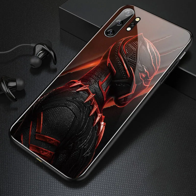 Black Panther Marvel Капитан Америка стеклянный чехол для телефона samsung Galaxy Note 10 9 8 S10 e 5G S9 S8 Plus роскошный черный пантера чехол Funda - Цвет: Black Panther