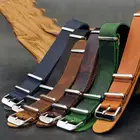 Ремешок из натуральной кожи для НАТО, браслет для часов Zulu, с тремя пряжками, 18 мм 20 мм 22 мм 24 мм