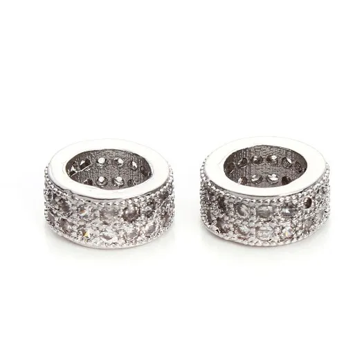 

2 шт./лот 4*8 мм Полые бусины с большим отверстием для соединения Diy разделительные бусины микро-паве CZ циркониевые Подвески для изготовления ...