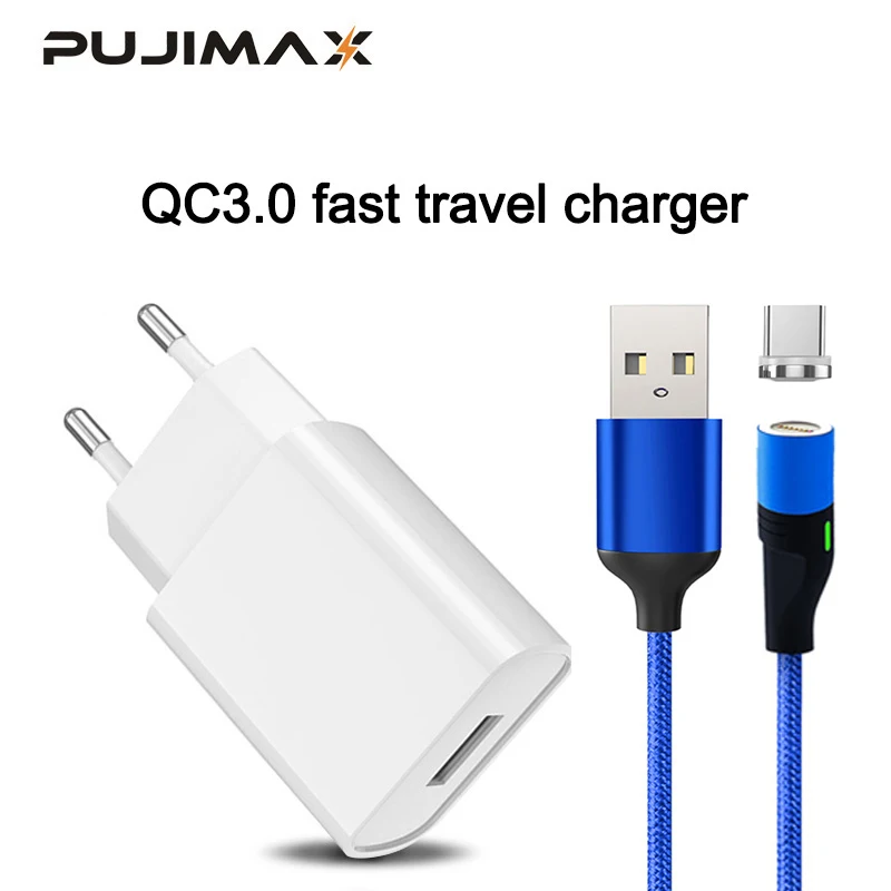 PUJIMAX USB зарядное устройство 3,0 18 Вт быстрое зарядное устройство для телефона с магнитным кабелем 1 м для samsung S9 Xiaomi Mi 8 huawei зарядное устройство для мобильного телефона