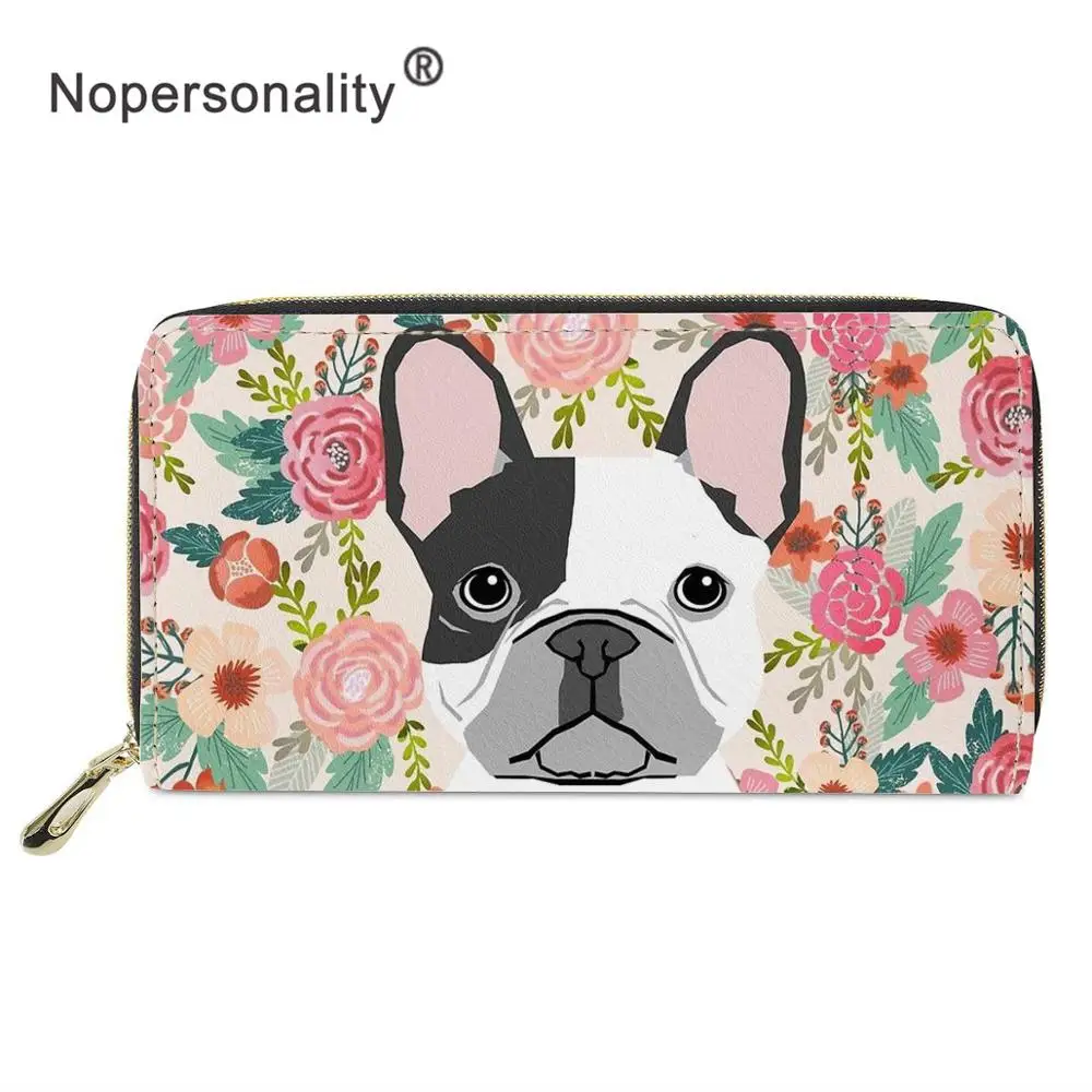 

Nopersonality женские кошельки на молнии с цветочным принтом французского бульдога кошелек с карманом для телефона длинный женский клатч ручная ...
