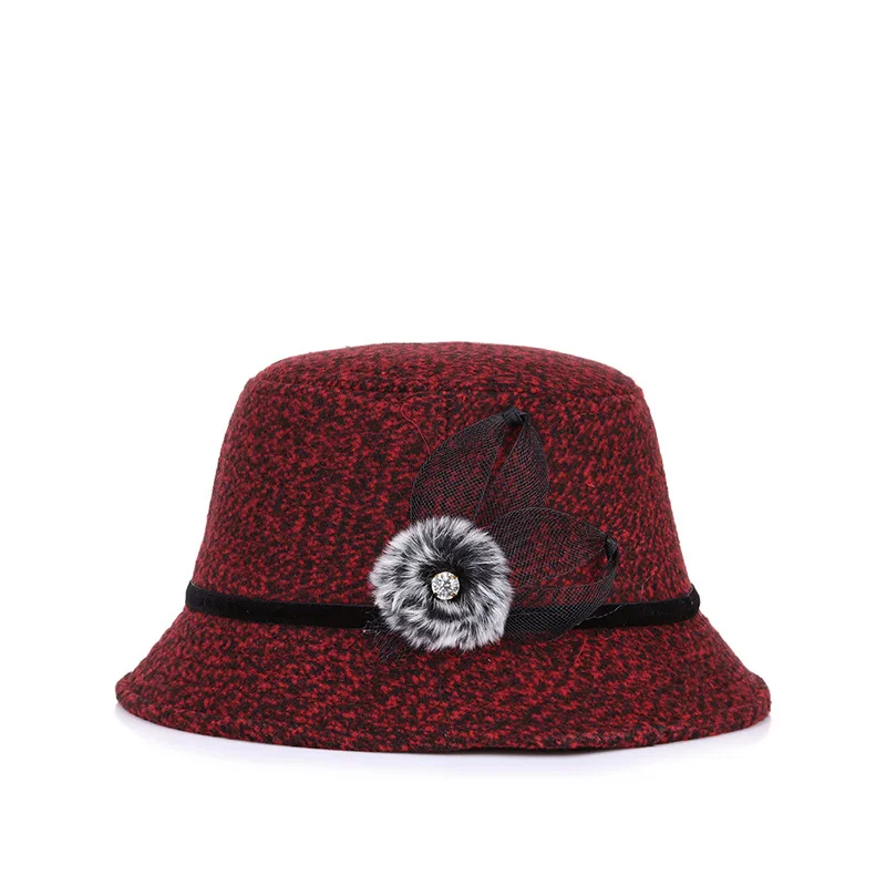 

The New Hat Ms 2022 MAO Qiu Diamond Mother Cap Outdoor Warm Elegant Folding Hat Luxury Cashmere HatWool Hat Fisherman Hat Women
