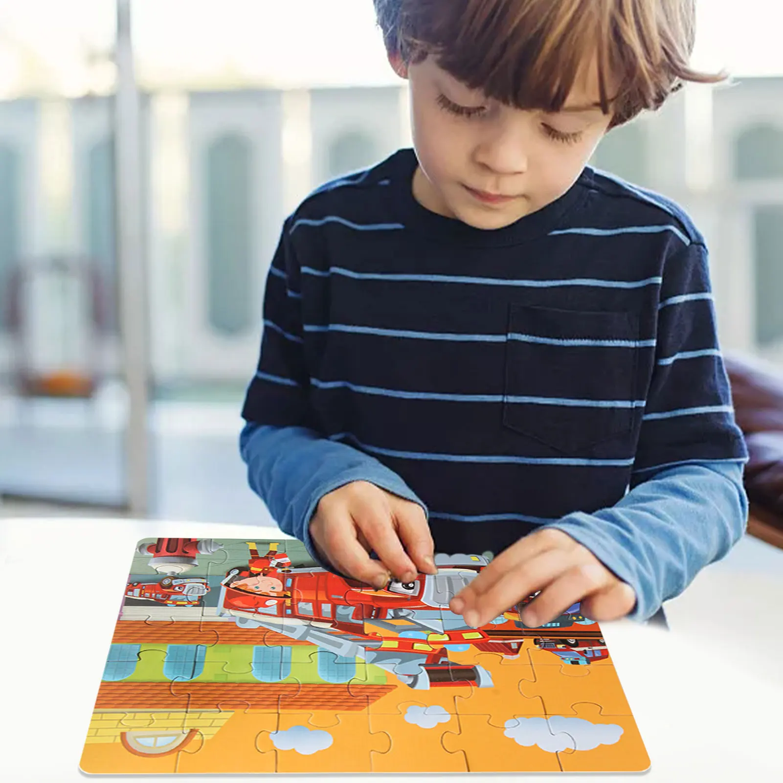 

Advanced Jigsaw Puzzle Toys for Children's Educational Engineering Truck Bus Puzzle Toy Brain Teaser Vehicle Puzzles for Kids