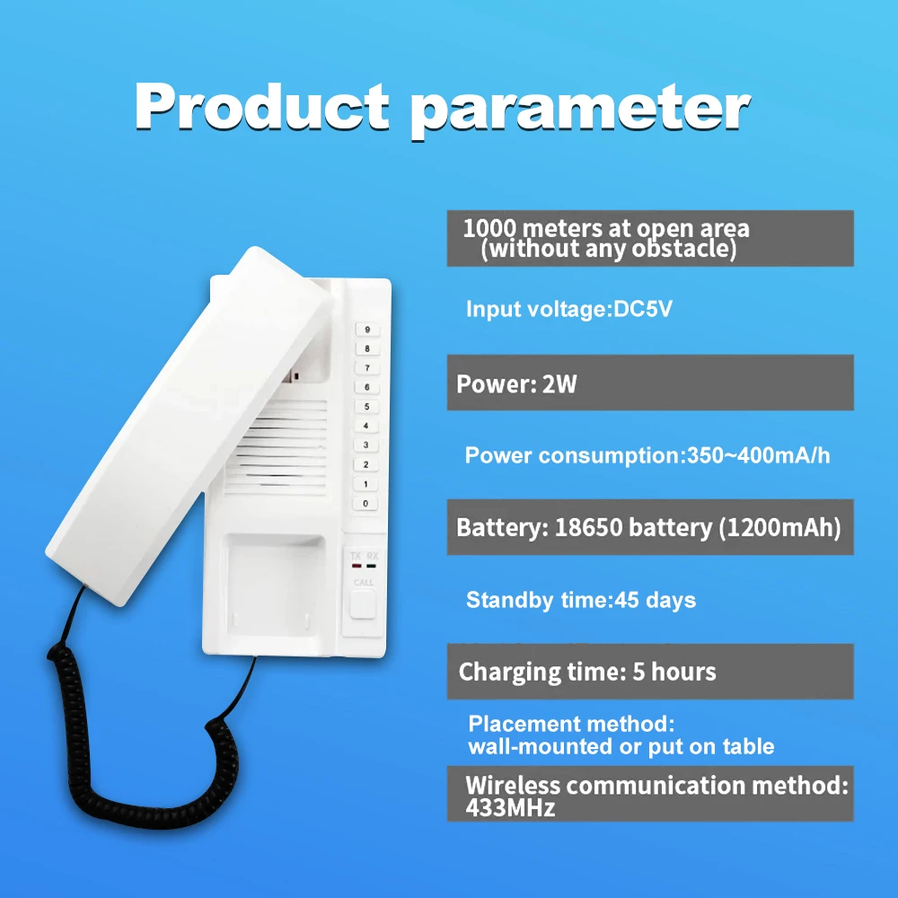 

Wireless Intercom System Audio Secure Interphone Handsets Expandable for Warehouse Office Hotel Interphone Maison Home Phone