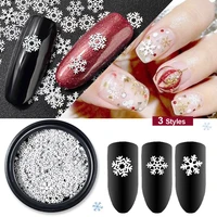 1box christmas series nail art 3 types snowflake slice sequins white glitter 3d nail tips accessories manicure decoration tools