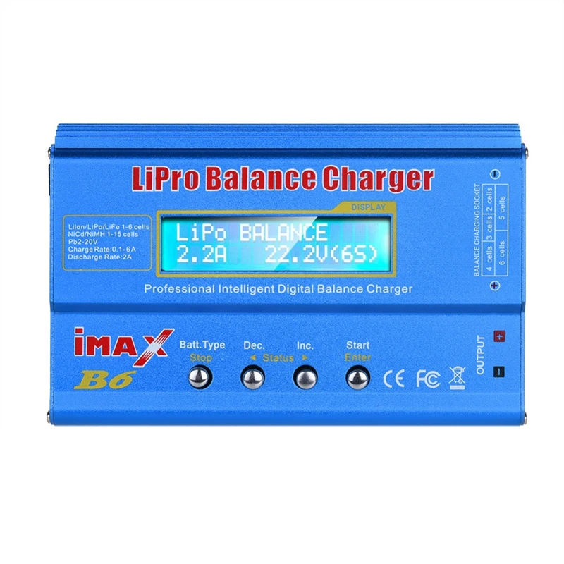 

HTRC IMax B6 Balance Charger 80W 6A Model Li-Po/Li-Fe/Ni-MH/Li-Lon/Ni-Cd/PB Battery Charger T Plug with 15V/66A Adapter