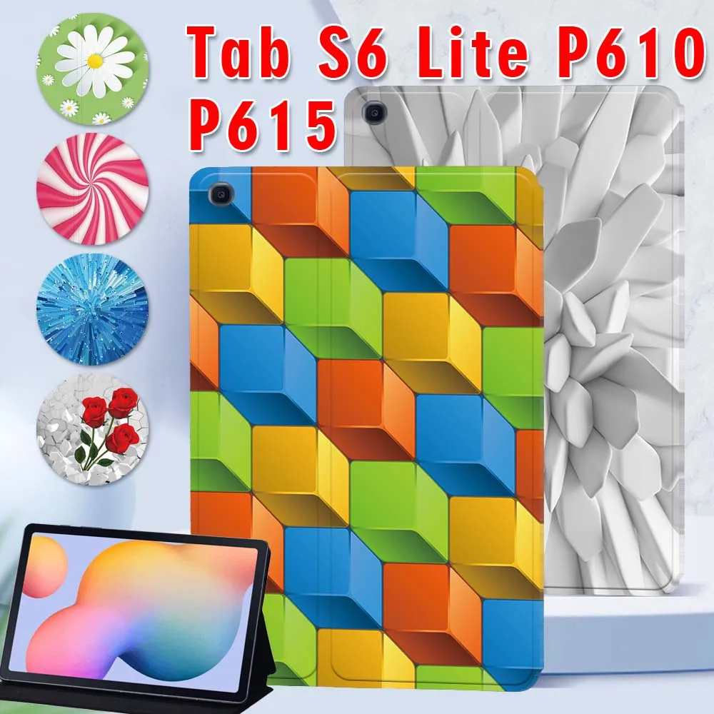 

For Samsung Galaxy Tab S6 Lite 10.4 Inch P610 P615 Tablet Case PU Leather Stand Cover Case + Free Stylus