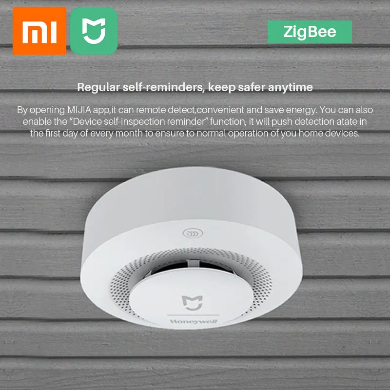 

Xiaomi Mijia Honeywell Fire Alarm Smoke Detector Sensor Audible Visual Alarm Notication Work With Mi Home APP By Phone