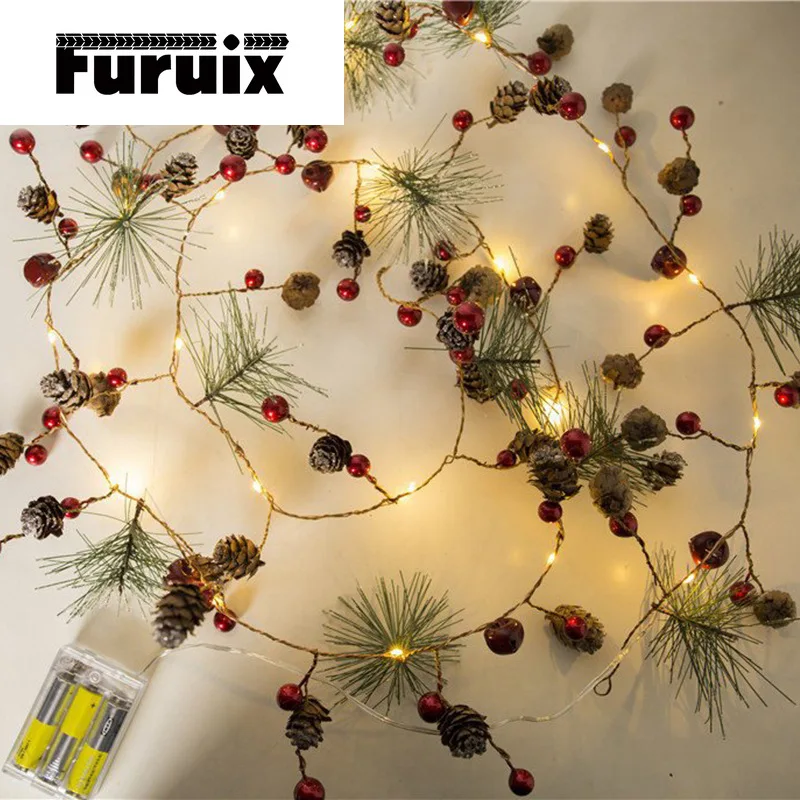 

2M 20LED Copper Wire String Light Pine Cone Needles Fairy Light DIY Garland Lamp Home Party Decoration