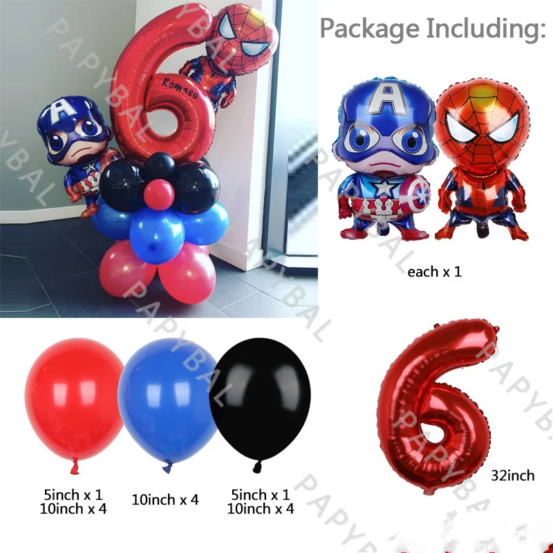 17Pcs Marvel Super Hero Party Balloons Spiderman Captain America Foil Balloon Baby Shower Birthday Decorations Kids Gifts | Дом и сад