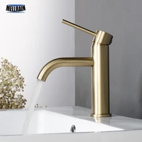 brushed gold bathroom water tap black classical round single hole deck mounted sink basin faucet 100 metal raw material
