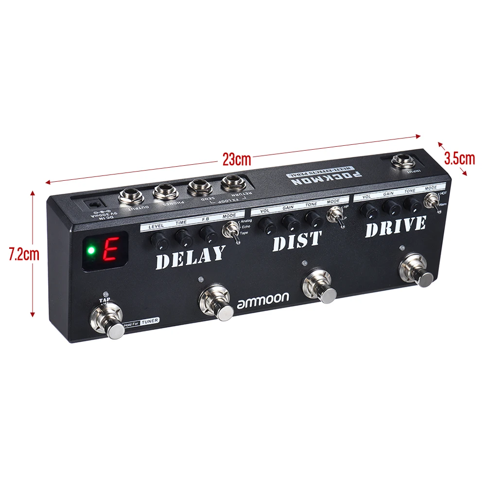 Мультиэффекты ammoon POCKMON фотовспышка с тюнером задержкой искажением Overdrive FX Loop