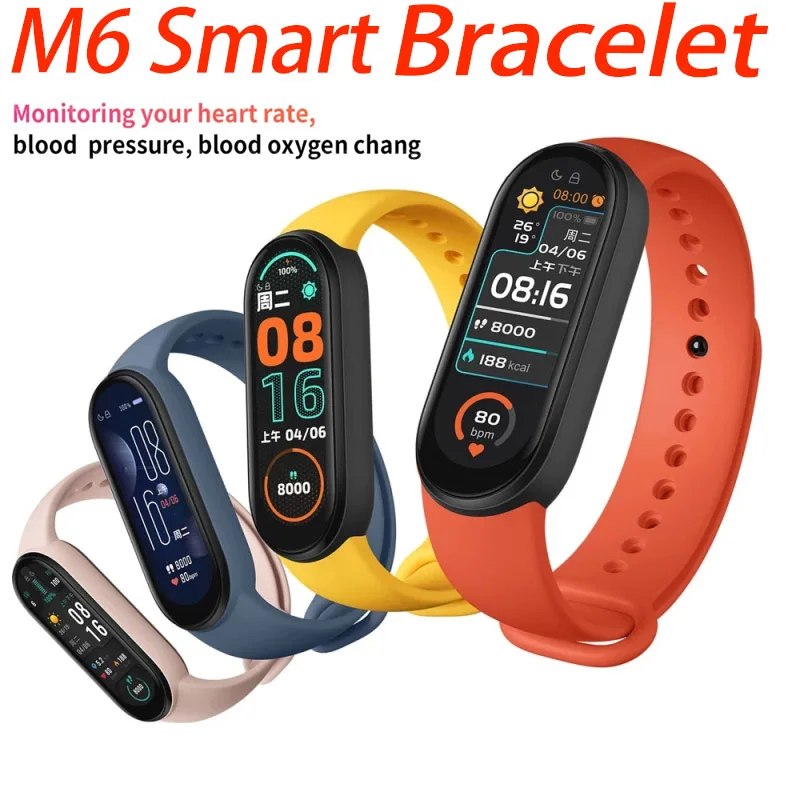 

Смарт-браслет M6, водонепроницаемые часы с пульсометром и шагомером
