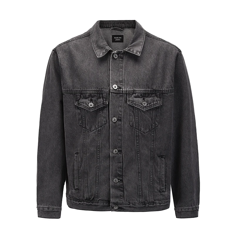 

Оригинальные потертые серые джинсы в стиле ретро для мужчин и женщин, свободное повседневное джинсовое пальто с отворотами, ветровка в стил...