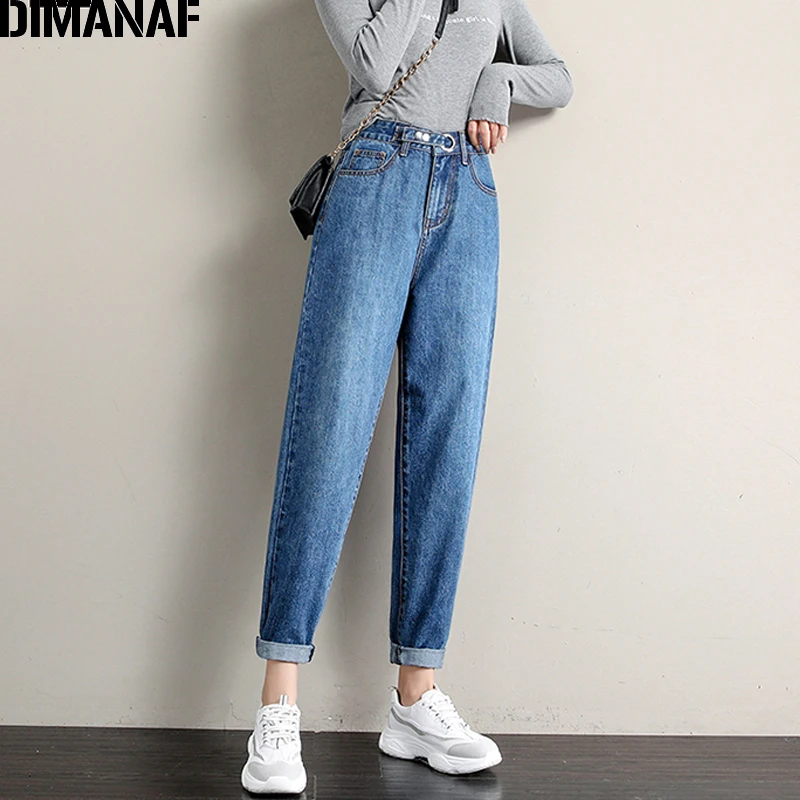 

Женские свободные джинсовые брюки DIMANAF, повседневные штаны из хлопка, шаровары большого размера для весны и лета