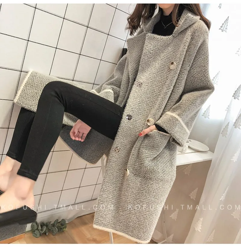 

Women's fashion 2019 Korean version of loose sweater cardigan imitation mink fur coat