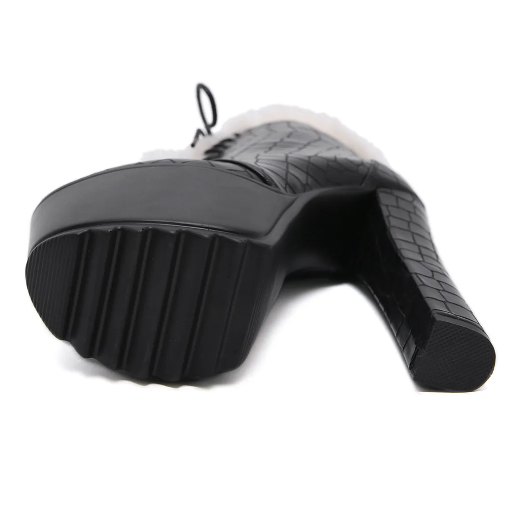 Женская обувь на высоком каблуке толстой подошве с боковой молнией