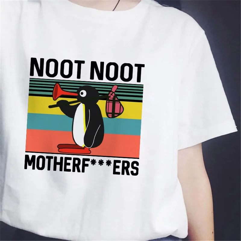 

Cute penguin Print female t-shirt Fashion Retro Tops Ulzzang Harajuku 90'S Girls T shirt Summer Tshirt short sleeve lady tshirt