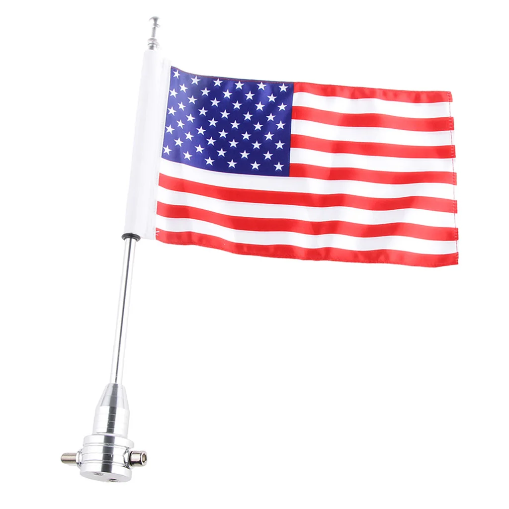 

Luggage Rack Vertical Rear Side Mount Flag Pole With American Flag-USA