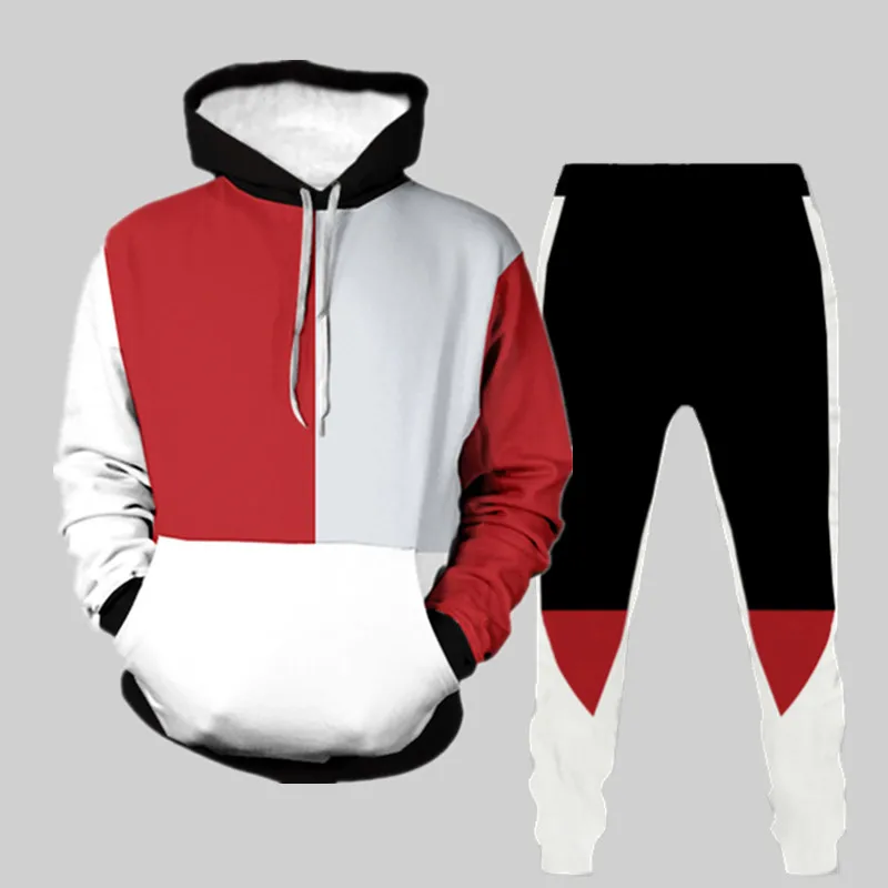 

Trendy Brand Men's Sets Sweatshirt 2021 New Hoodie + Trousers 2-Pics Multicolor Stitching Autumn Couple Casual Outr Sports Suit