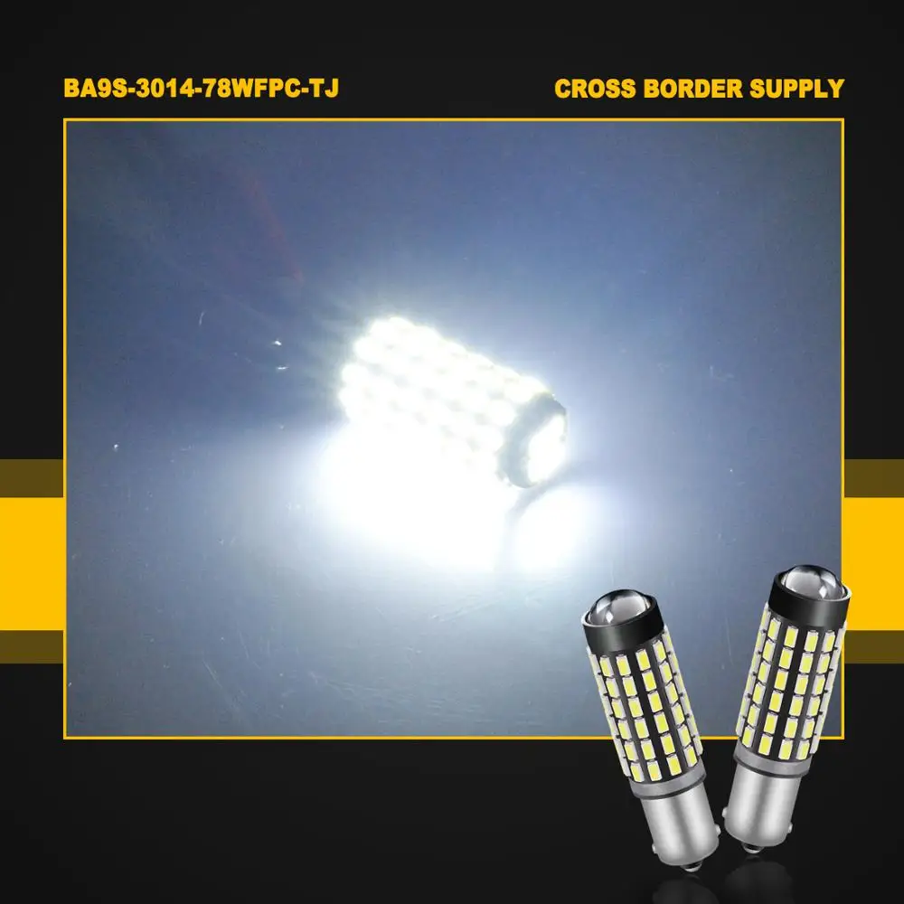 100 шт. Автомобильные светодиодные лампы T4W BA9S 12 в пост. Тока