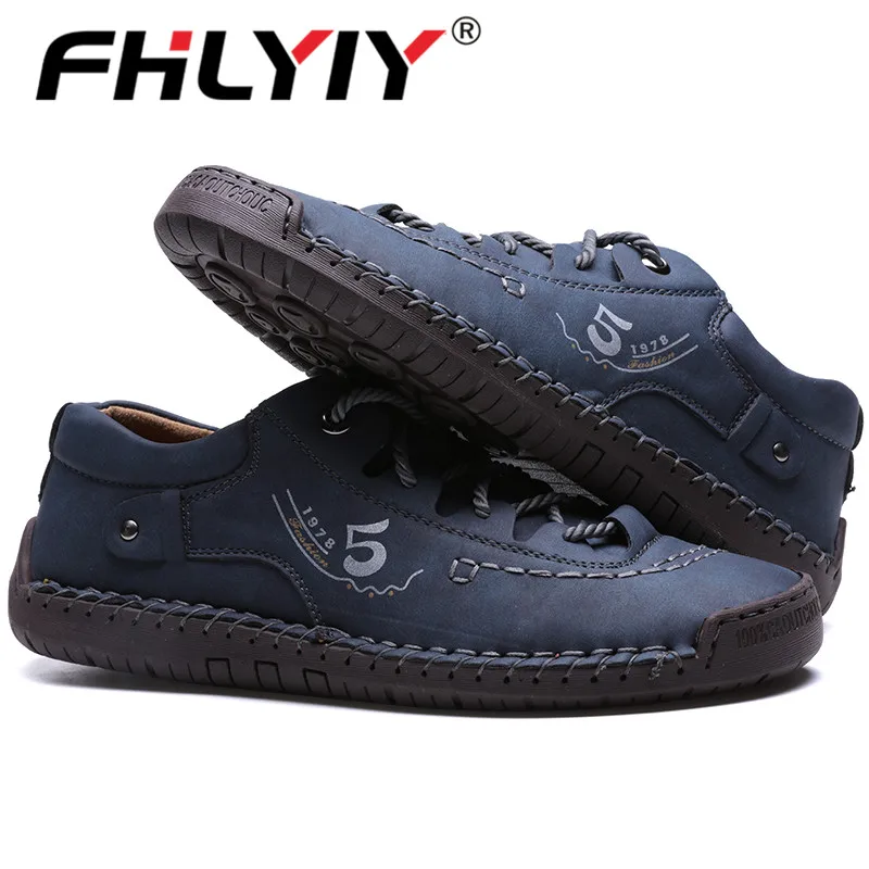 Fhlyiy brand men shoes leather flats lace-up men's luxury High Quality Comfortable Spring footwear Plus size 48 | Обувь