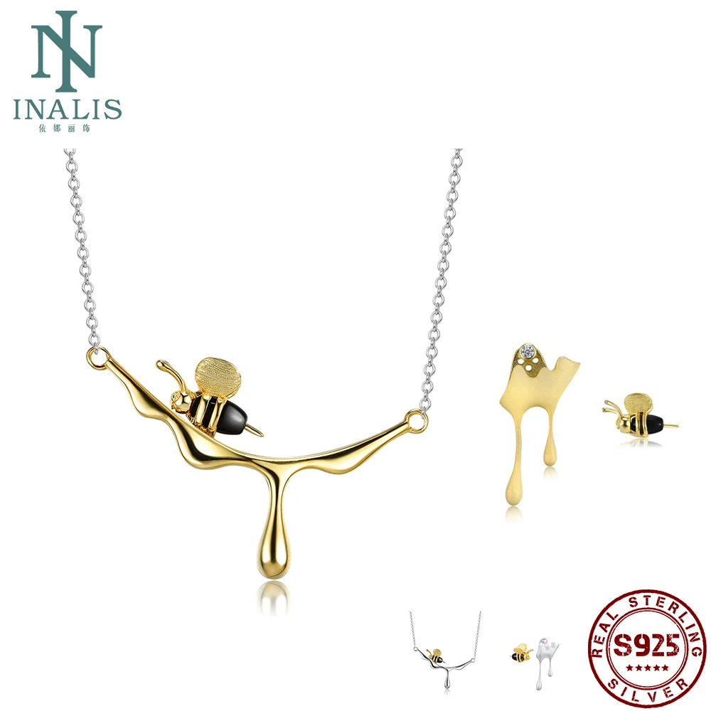 

INALIS 925 Изящные ювелирные изделия из серебра серьги и кулон ожерелье комплект ювелирных изделий для женщин кубический цирконий камень агат М...