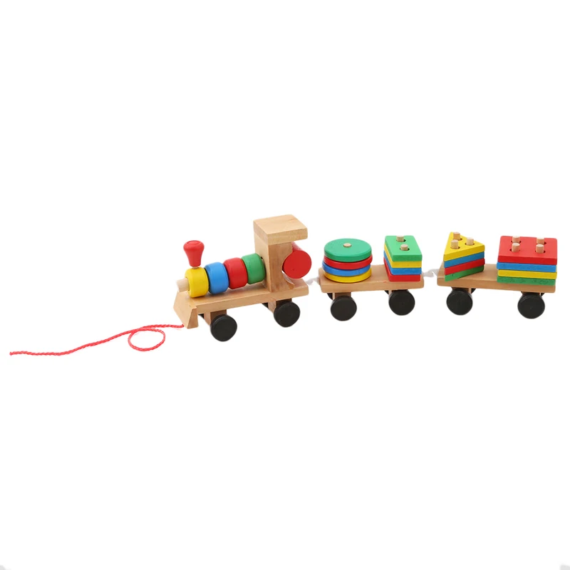 

1 Set Kids Baby Developmental Toys Wooden Train Truck Set Geometric Blocks Wonderful Birthday Gift Educational Toy