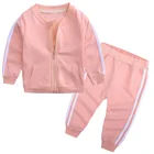 Спортивный костюм для мальчиков и девочек, хлопковый, в полоску, весенний