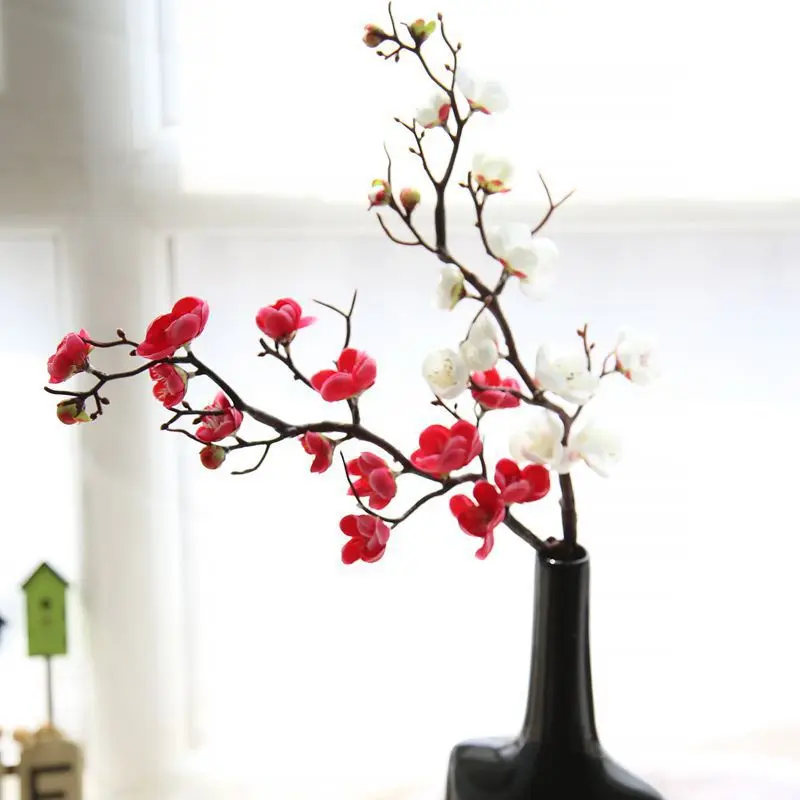 

4pcs/lot 60CM Simulation Plum Blossom Artificial Cherry Flower Home Wedding Decoration Garden Fake Silk Flowers Wreath