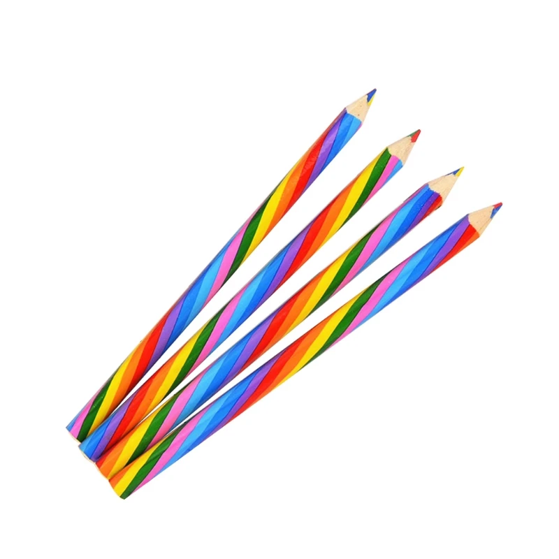 

T3EE 4 PCS Rainbow Pencil Pencil Black White Suit Creative Personality Student Pencil Rainbow Pencil