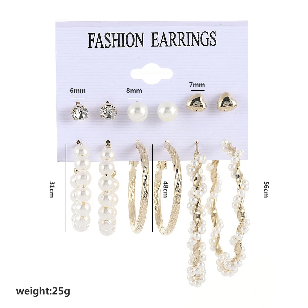 

Fashion Popular Simple Exaggerated Big Circle Tassel Pearl Earrings Colorful Party Hoop Earrings Jewelry Set Female New Hot Sale