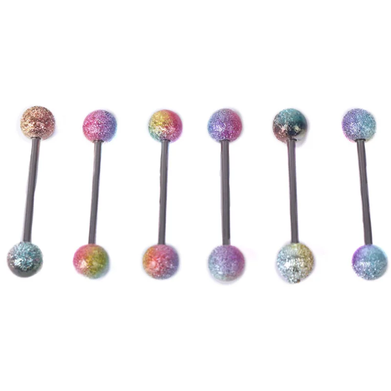 

10PCS/Set Colorful 14G 316L Surgical Steel Tongue Piercing Tongue Rings Straight Barbells Piercing Tongue Retainer Body Jewelry