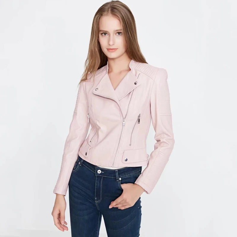 Куртка женская из мягкой искусственной кожи на молнии осень/зиму | Женская одежда