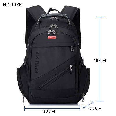 DSR00100BL SIXRAYS, детские школьные сумки, usb зарядка, Модный Бизнес Повседневный туристический Противоугонный водонепроницаемый 15,6 дюймовый Мужской рюкзак для ноутбука - Цвет: DSR00100BL