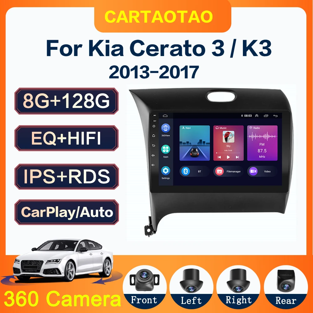 Мультимедийный плеер для Kia K3 Cerato 3 Forte 360-10 0 Carplay RDS с камерой 2013 дюйма Android 2017 GPS IPS