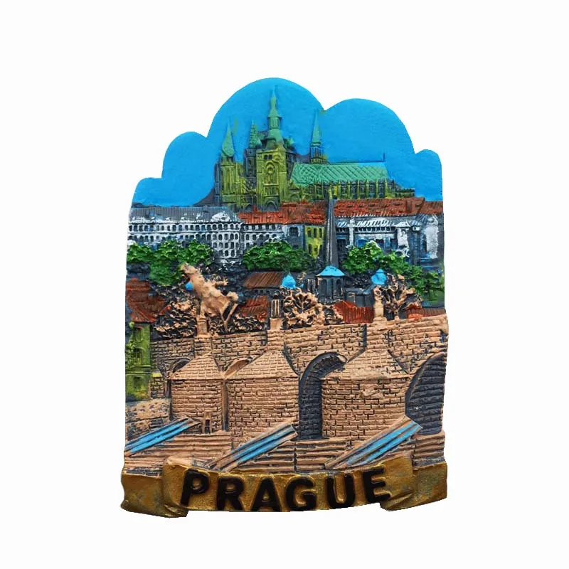 BABELEMI Hand-prainted Resin Refrigerator Magnets Prague Czech Souvenir Fridge Magnet Charles Bridge Sticker | Дом и сад